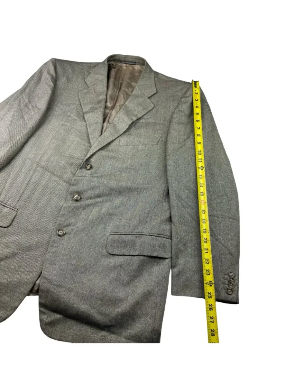 Ermenegildo Zegna Men's Silk/Wool 3-Button Blazer Beige Herringbone • 46R US